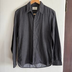 THE LOST EXPLORER | Gray Cotton Gauze Button down Shirt | Large